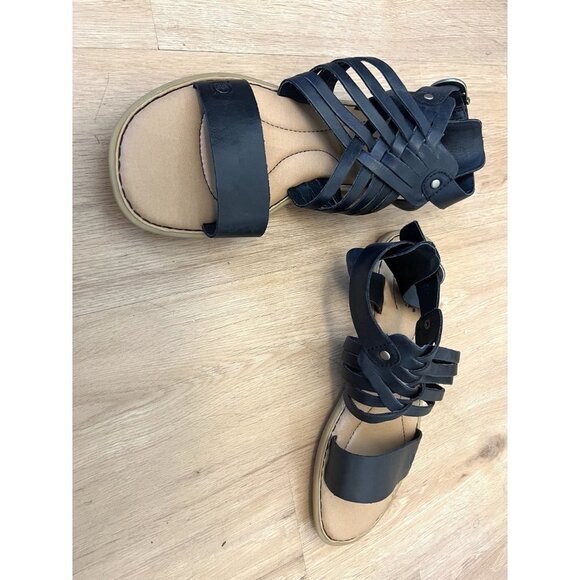 NWOB Born Black Leather Gladiator Sandals 8 - Picture 12 of 12